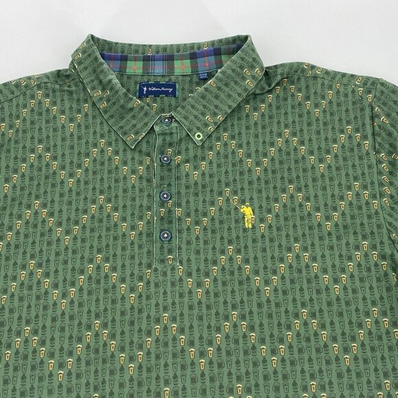 William Murray Mens Size XXL Green Golf Polo Beer Mug Print Performance Stretch - Picture 4 of 16